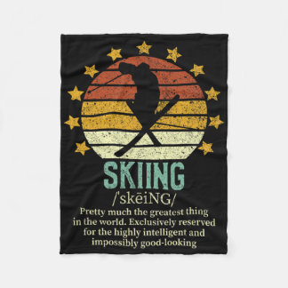 Skiing Funny Fake Definition Ski Lover Downhill Sk Fleece Blanket