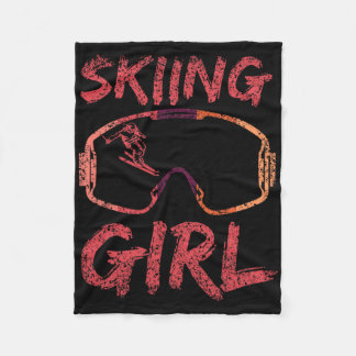 Skiing Girl Lover Skier Ski Winter Sports Fleece Blanket
