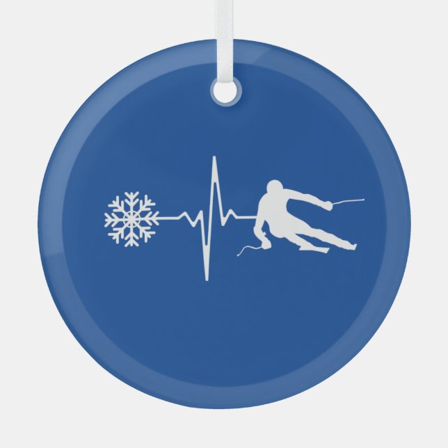 Skiing Glass Tree Decoration (Front)