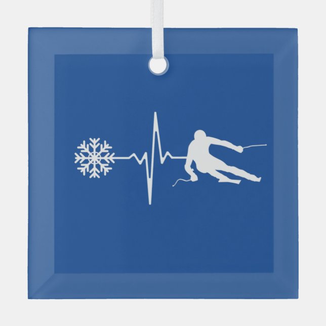 Skiing Glass Tree Decoration (Front)