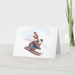 Skiing gorilla Christmas card
