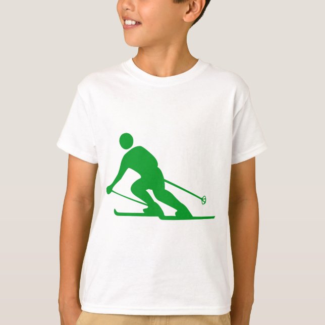 Skiing - Grass Green T-Shirt (Front)