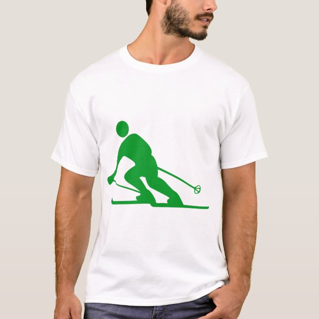 Skiing - Grass Green T-Shirt (Front)