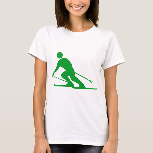 Skiing - Grass Green T-Shirt (Front)