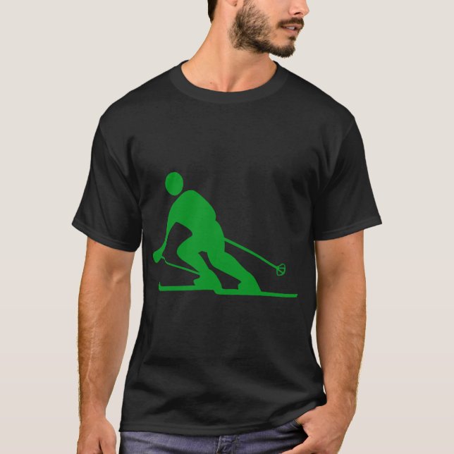Skiing - Grass Green T-Shirt (Front)