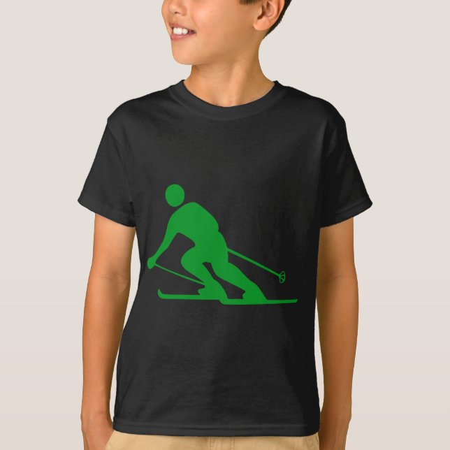Skiing - Grass Green T-Shirt (Front)