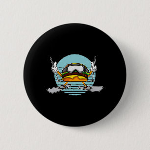 Skiing Hamburger Funny Hamburger Ski 6 Cm Round Badge