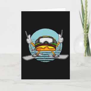 Skiing Hamburger Funny Hamburger Ski Card