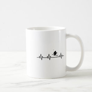 Skiing Heartbeat Life Heart Ekg Pulse Coffee Mug