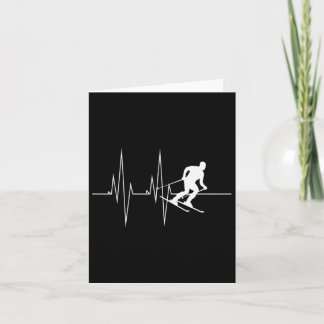 Skiing Heartbeat Line Adventure Lover  Card