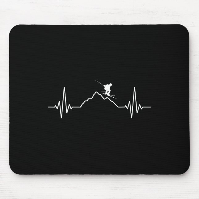 Skiing Heartbeat Ski Gift For Skiers _2  Mouse Pad (Front)