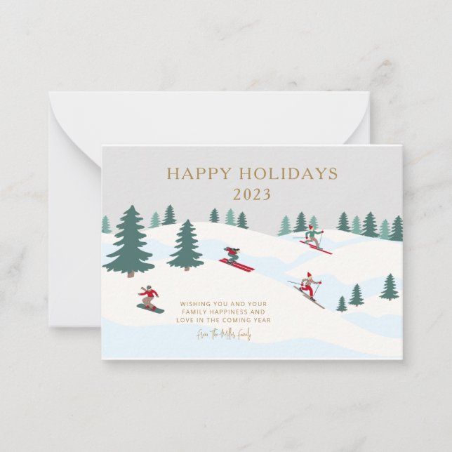 Skiing Holidays Personalised Merry Christmas Card (Front)