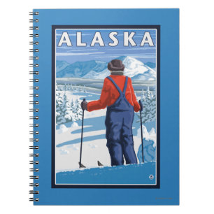 Skiing in Alaska Vintage Travel Poster Spiral Notebook