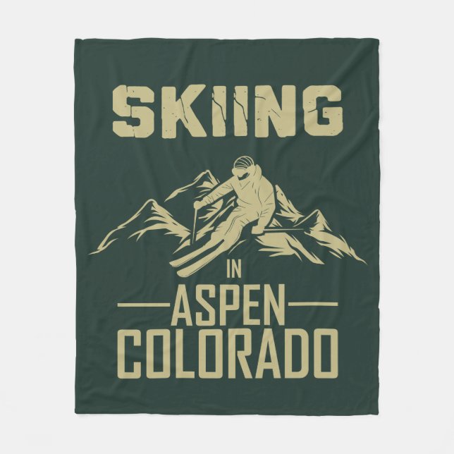 Skiing in Aspen Colorado  Fleece Blanket (Front)