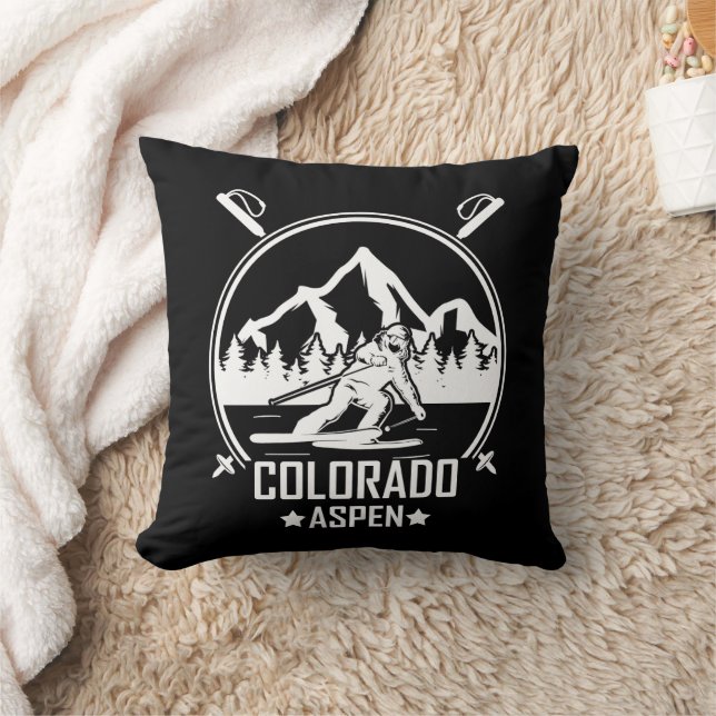Skiing in Aspen Ski Colorado Cushion (Blanket)