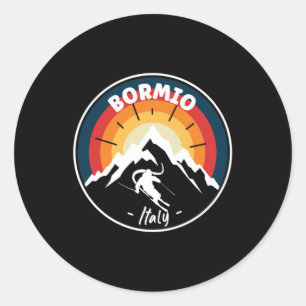 Skiing In Bormio Italy Vintage Classic Round Sticker