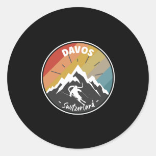 Skiing In Davos - Switzerland Classic Round Sticker