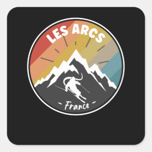Skiing In France Les Arcs Square Sticker