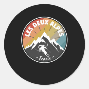 Skiing In France Les Deux Alpes Classic Round Sticker
