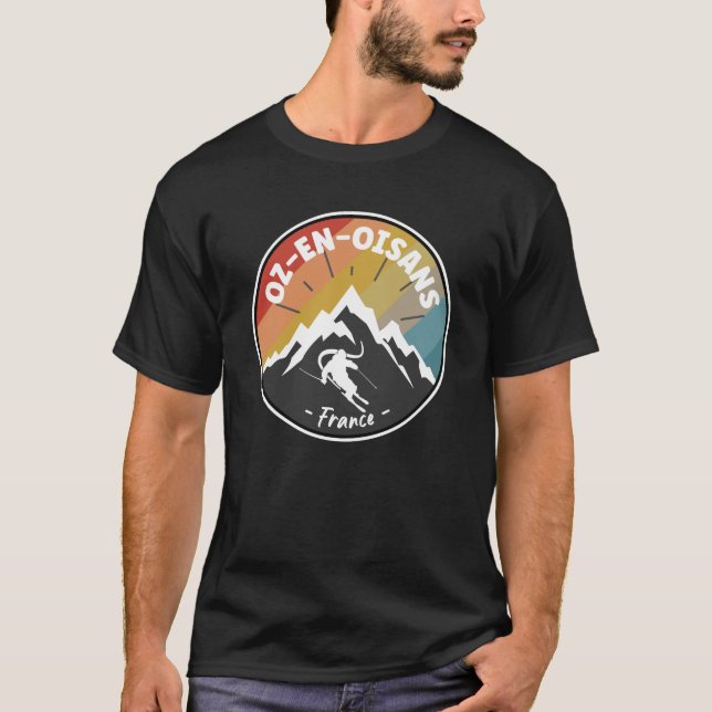 Skiing In France Oz-en-Oisans T-Shirt (Front)