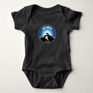 Skiing In Les Arcs France Blue Baby Bodysuit