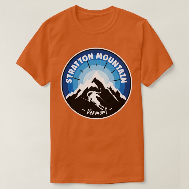 Skiing In Stratton Mountain Vermont Blue T-Shirt (Design Front)