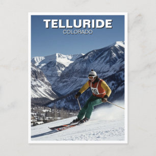 Skiing in Telluride Colorado Postcard