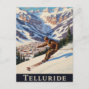 Skiing in Telluride Colorado Postcard