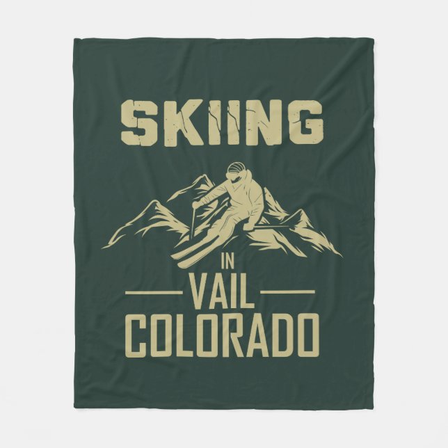 Skiing in Vail Colorado Fleece Blanket (Front)