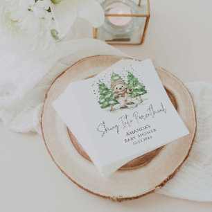 Skiing Into Parenthood Winter Baby Shower  Napkin