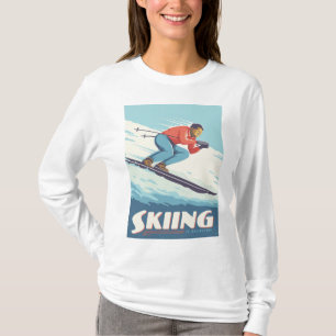Skiing Is Believing Retro Print T-Shirt