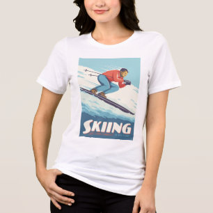 Skiing Is Believing Retro Print Tri-Blend Shirt