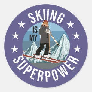 Skiing Is My Superpower Classic Round Sticker