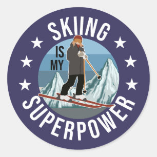 Skiing Is My Superpower Classic Round Sticker