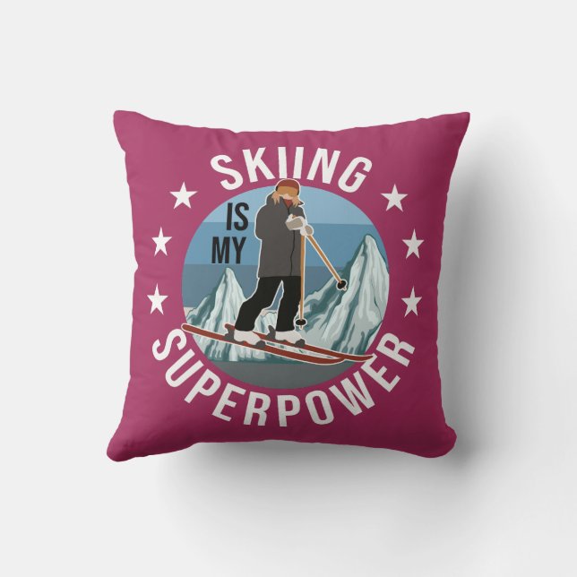 Skiing Is My Superpower Cushion (Back)