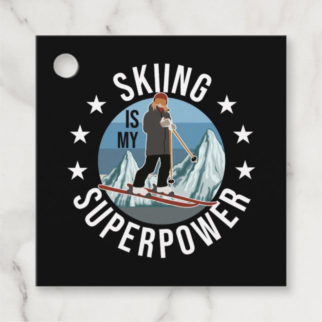 Skiing Is My Superpower Favour Tags (Front)