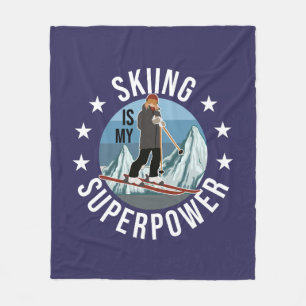 Skiing Is My Superpower Fleece Blanket