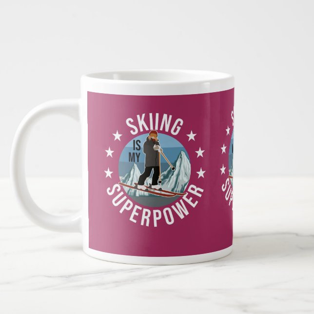 Skiing Is My Superpower Large Coffee Mug (Left)