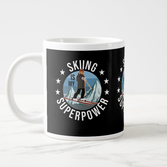 Skiing Is My Superpower Large Coffee Mug (Left)