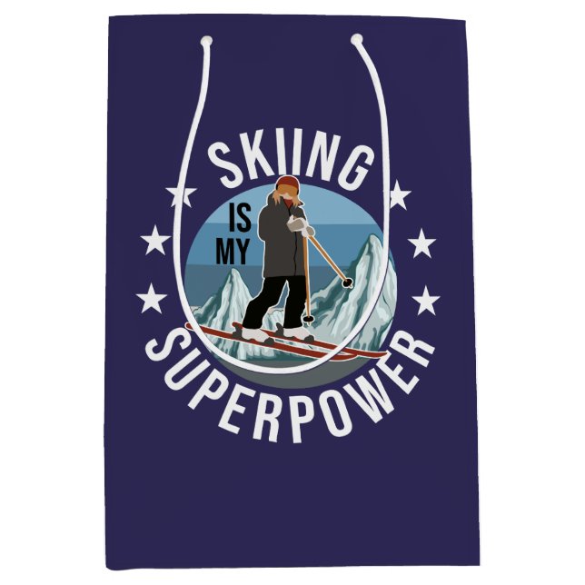 Skiing Is My Superpower Medium Gift Bag (Front)