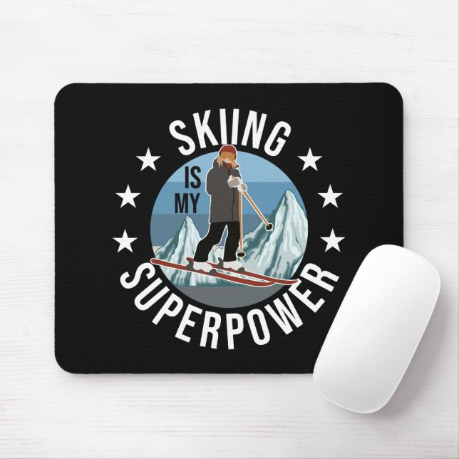 Skiing Is My Superpower Mouse Pad (With Mouse)