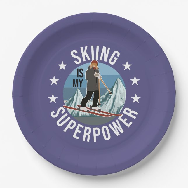 Skiing Is My Superpower Paper Plate (Front)