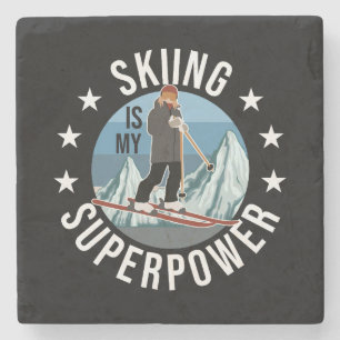 Skiing Is My Superpower Stone Coaster