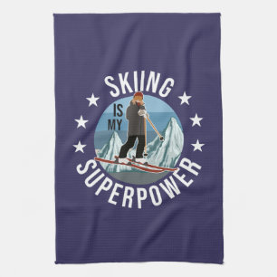 Skiing Is My Superpower Tea Towel