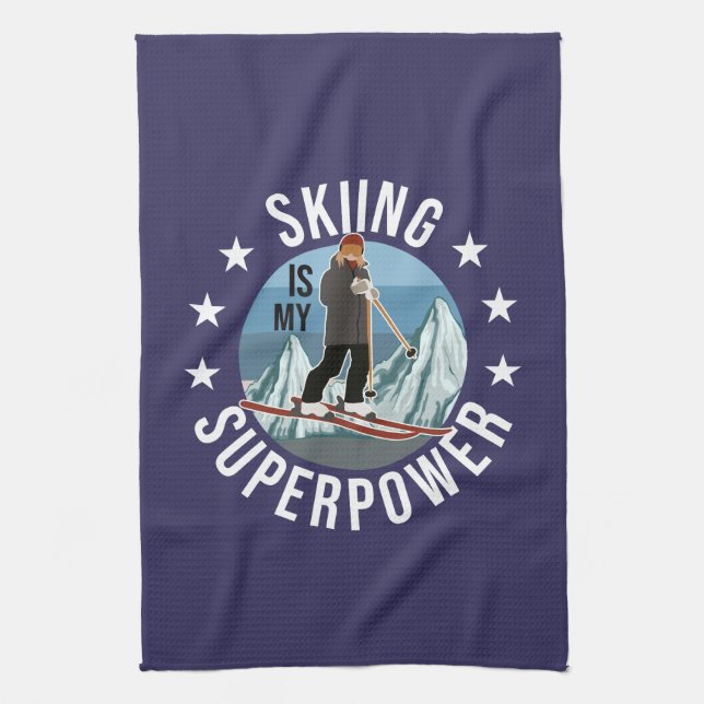 Skiing Is My Superpower Tea Towel (Vertical)