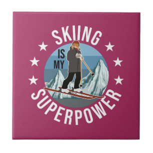 Skiing Is My Superpower Tile