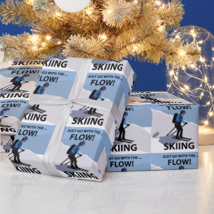 Skiing Just Go With The Flow Skiing Wrapping Paper