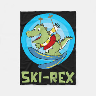 Skiing Kids Ski-rex Funny Dino Toddler Funny Fleece Blanket