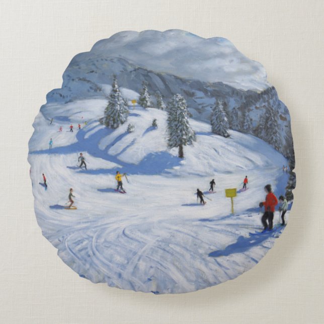 Skiing Kitzbhuel 2014 Round Cushion (Front)