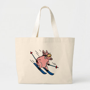 skiing large tote bag